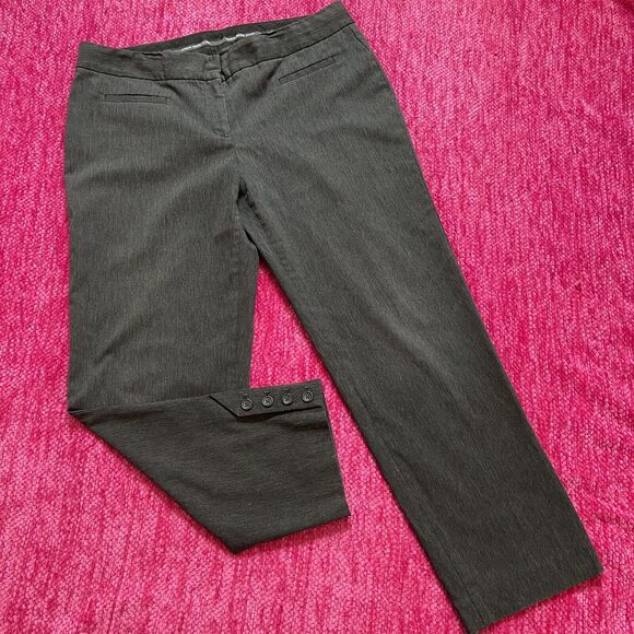 Express Editor Cropped Ankle Button Leg Pants Gray Size 12 - Picture 1 of 10